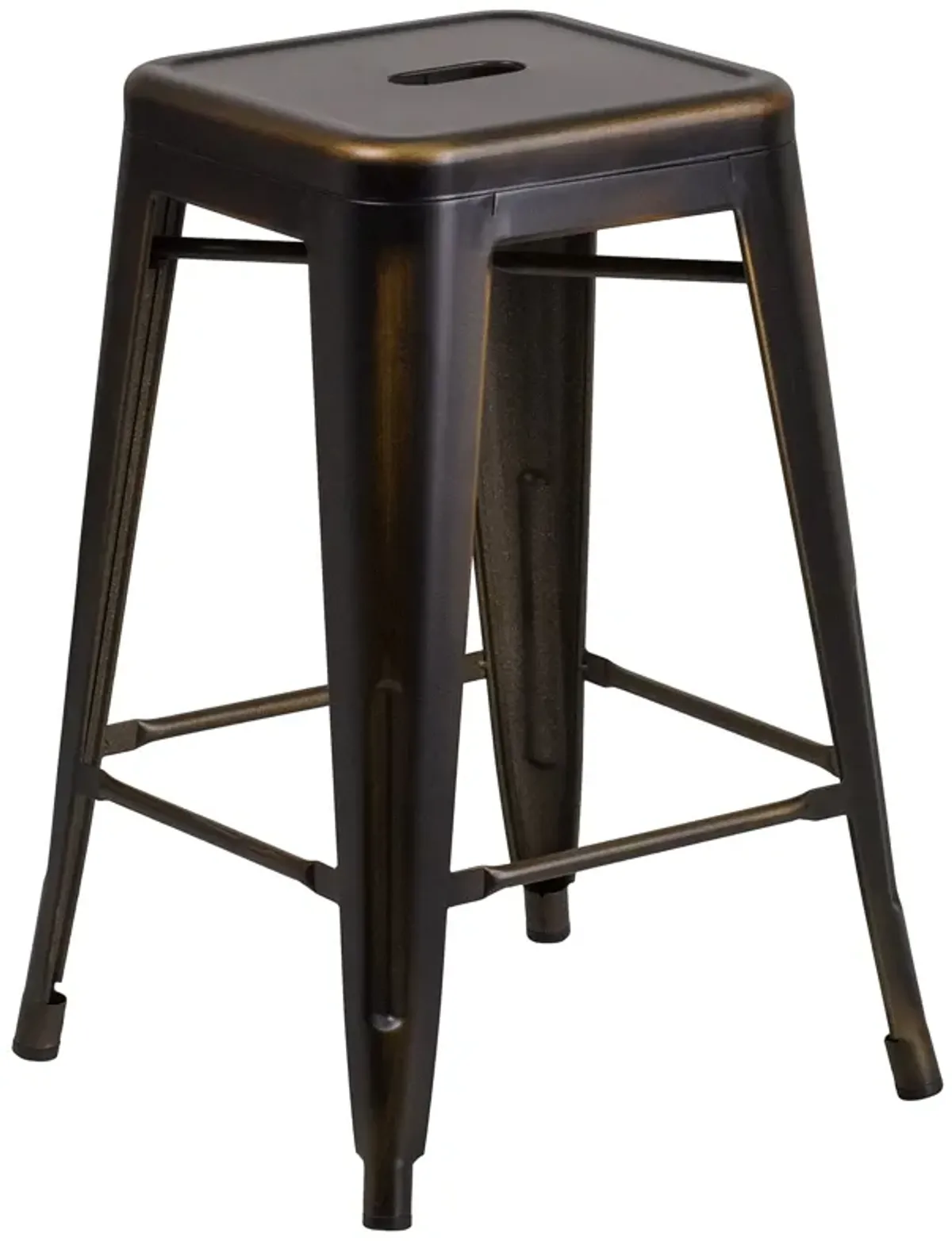 Flash Furniture Commercial Grade 24" High Backless Distressed Copper Metal Indoor-Outdoor Counter Height Stool