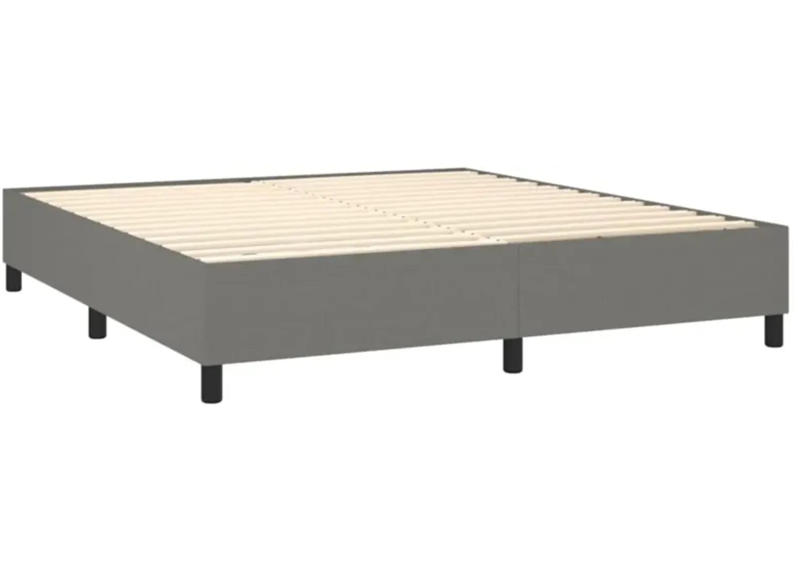 vidaXL King Size Box Spring Bed Frame with Dark Gray Fabric Upholstery - Modern Style Bedroom Furniture, Engineered Plywood Construction, 76"x79.9" Mattress Compatibility