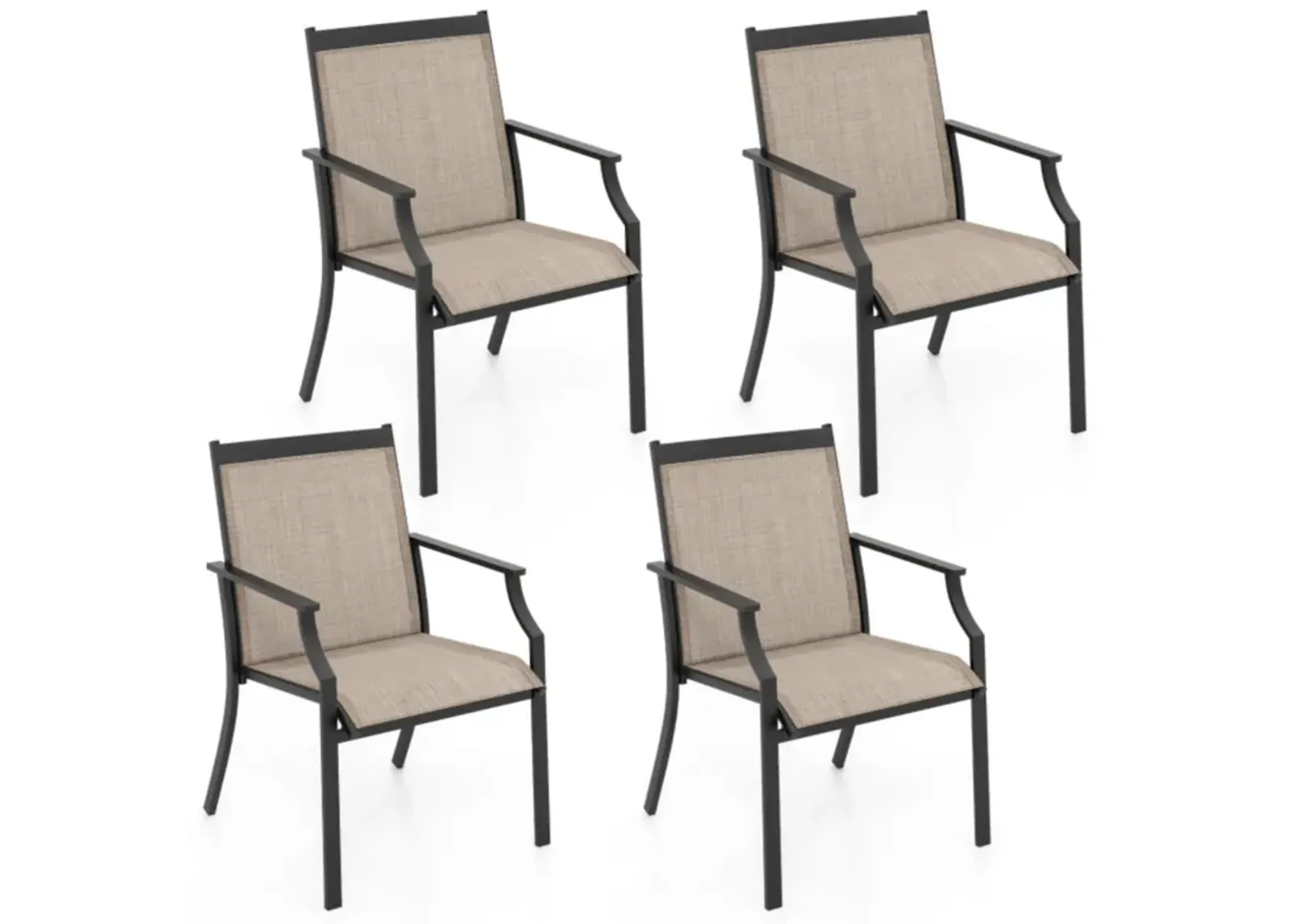 Hivvago 4 Piece Patio Dining Chairs Large Outdoor Chairs with Breathable Seat and Metal Frame