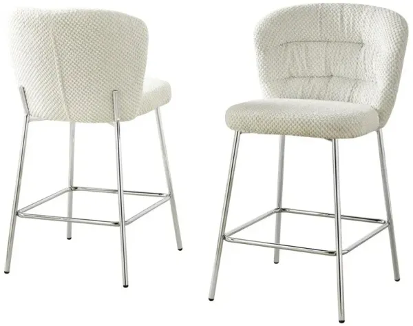 Best Quality Furniture Cream With Chrome Base Counter-Height Chair, Set Of 2