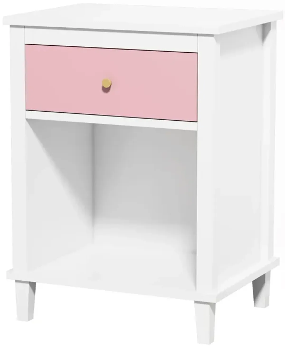 Hivvago Wooden Nightstand with One Drawer and Open Shelf for Bedroom