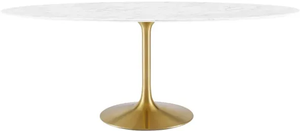 Modway - Lippa 78" Oval Artificial Marble Dining Table Gold White
