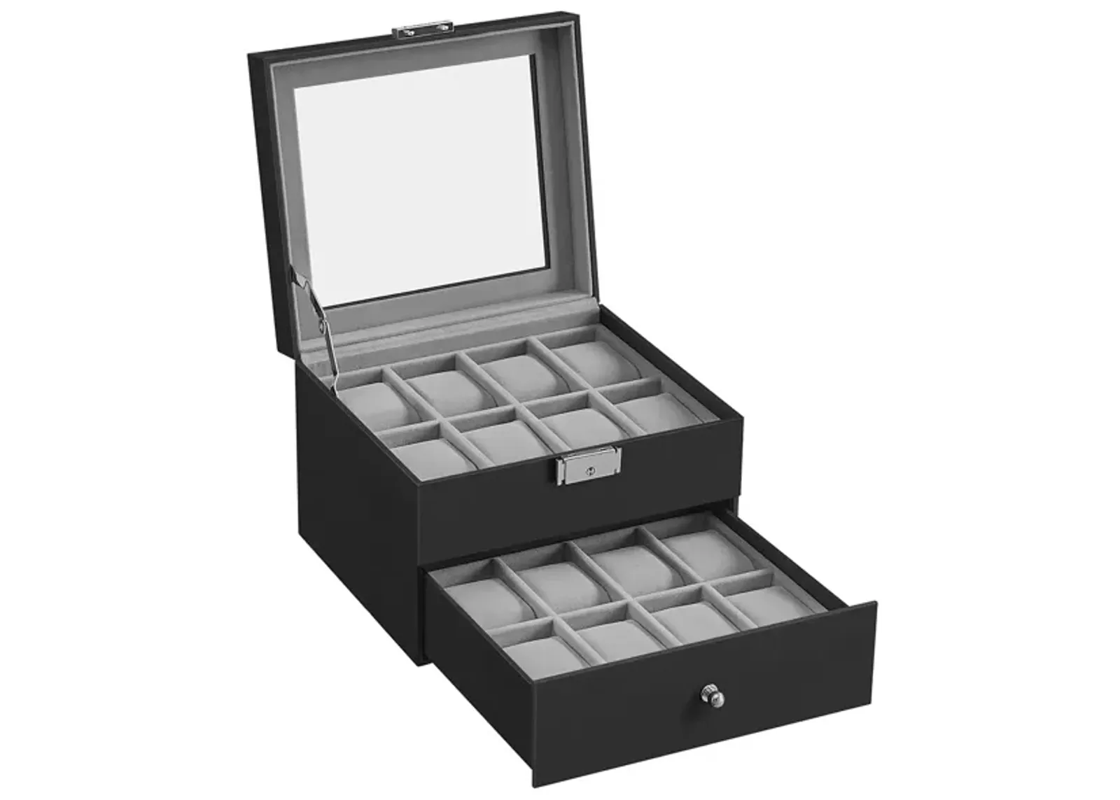 16-Slot Watch Box with Glass Lid