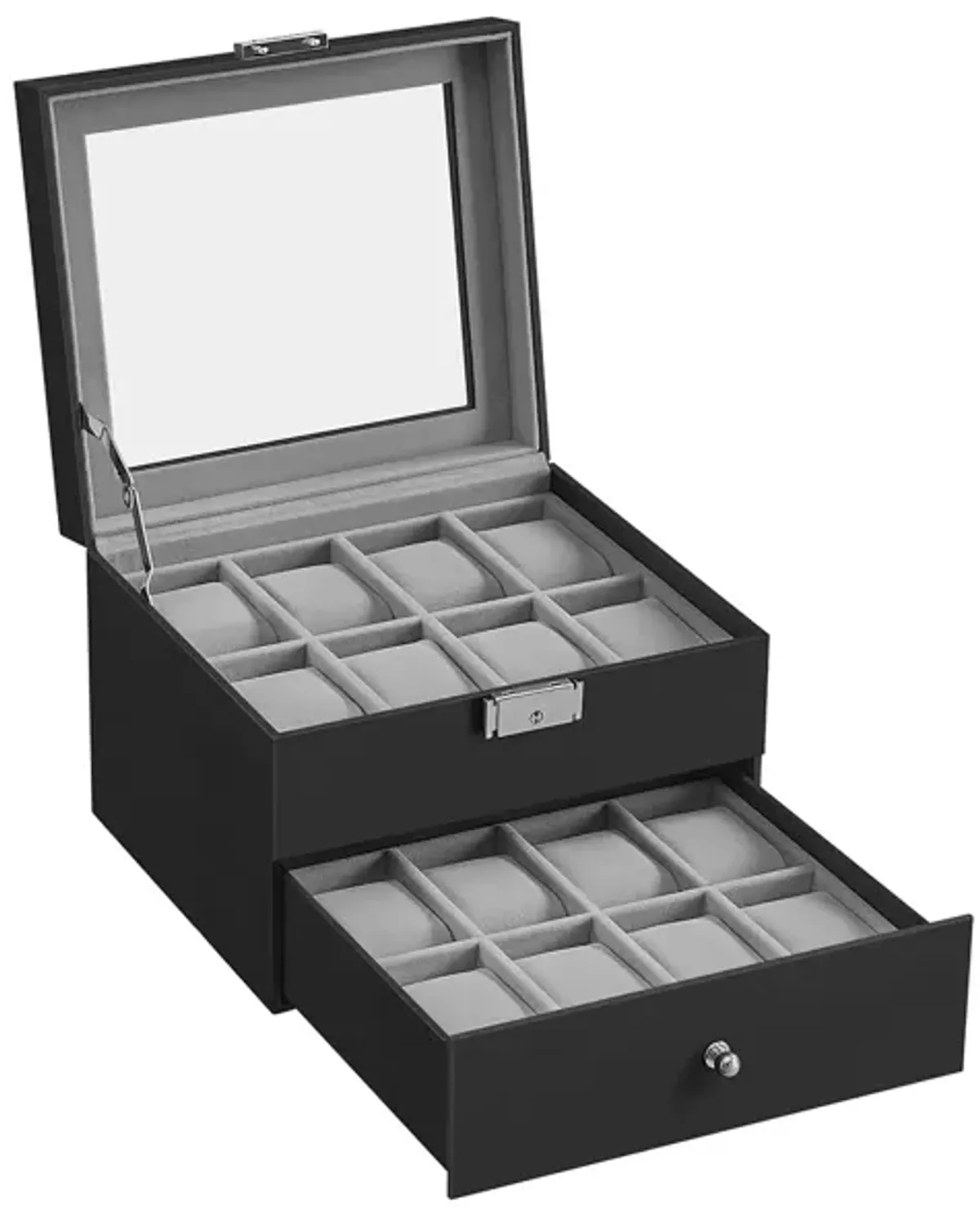 16-Slot Watch Box with Glass Lid