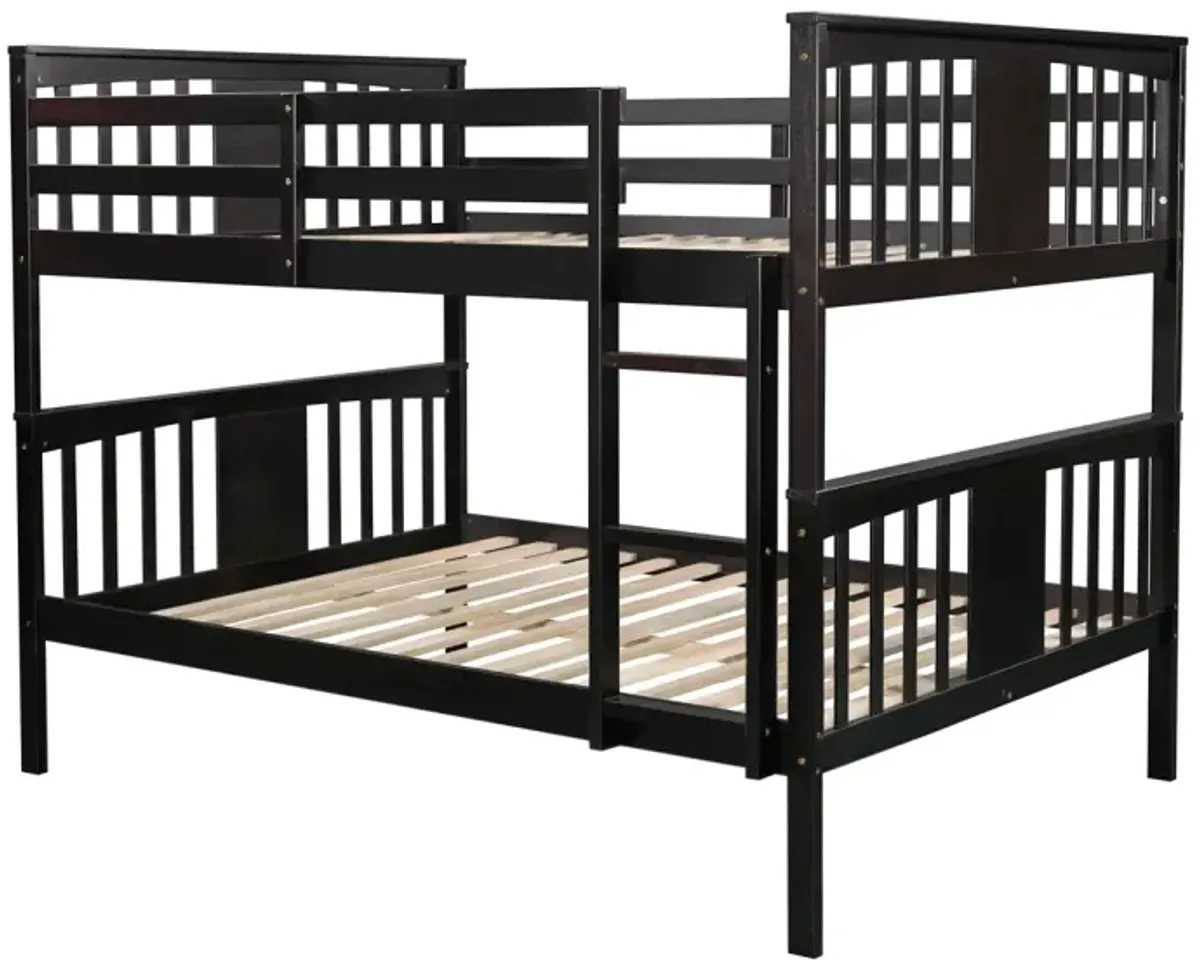 Full Over Full Bunk Bed With Ladder For Bedroom, Guest Room Furniture