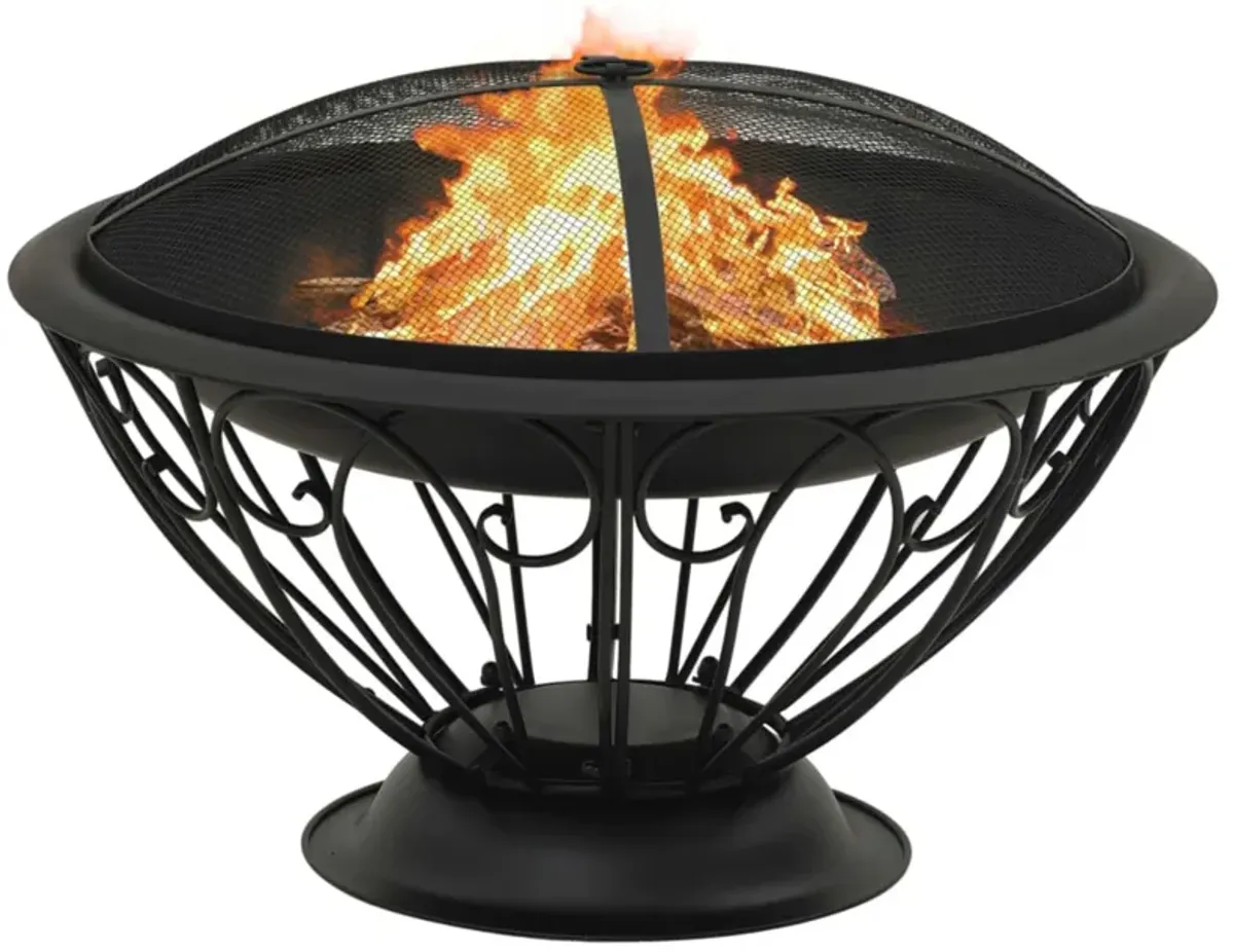 vidaXL Fire Pit with Poker 29.5" XXL Steel