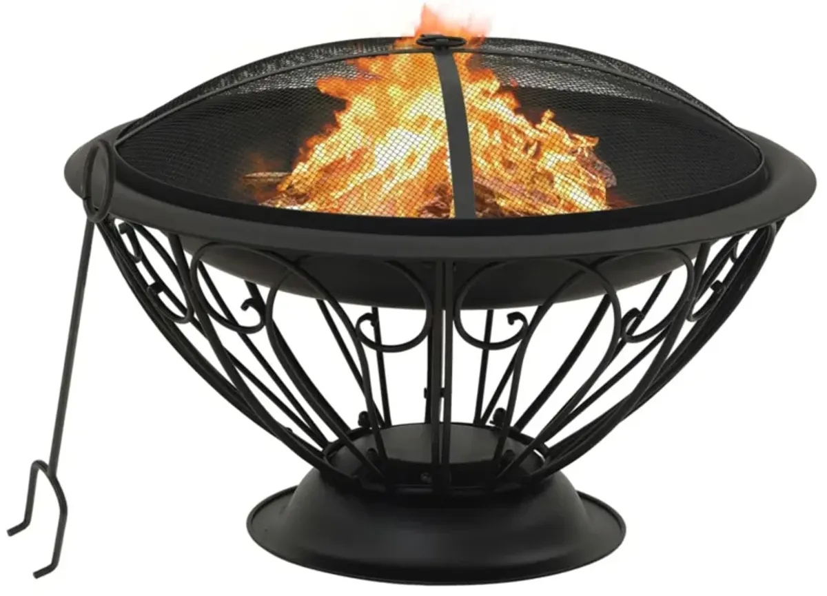 vidaXL Fire Pit with Poker 29.5" XXL Steel