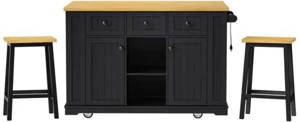 Merax Kitchen Island with 2 Bar Stools