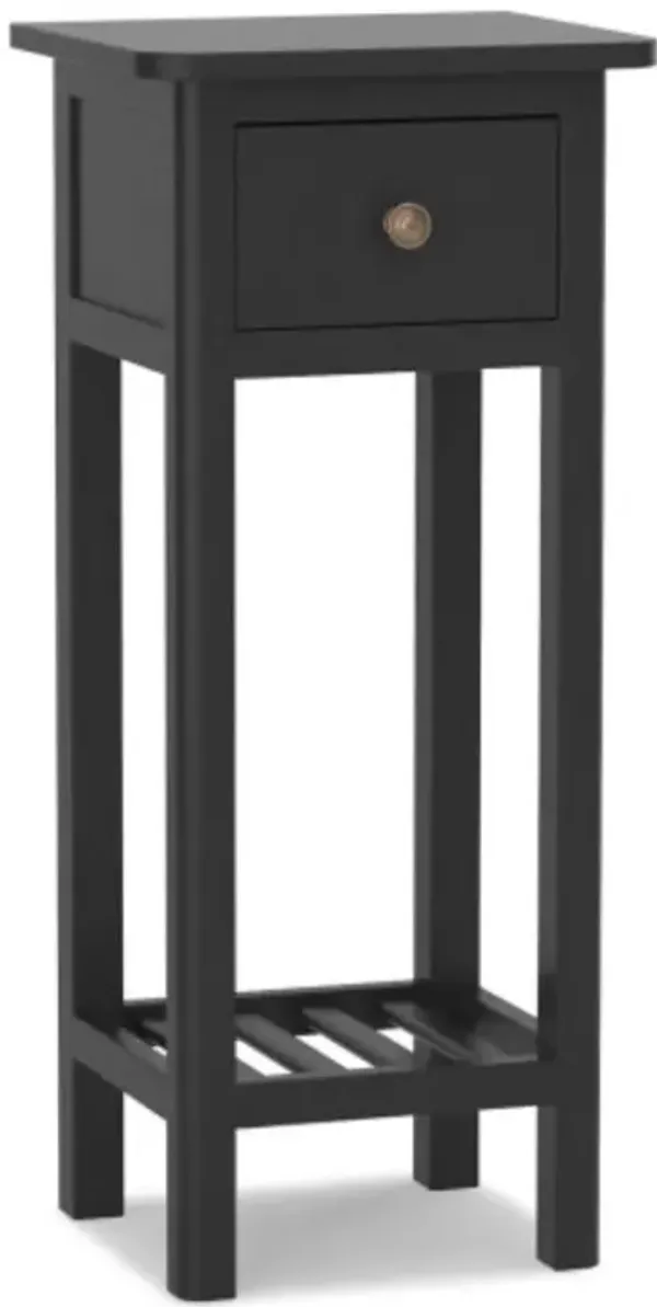 2 Tier Slim Nightstand Bedside Table with Drawer Shelf