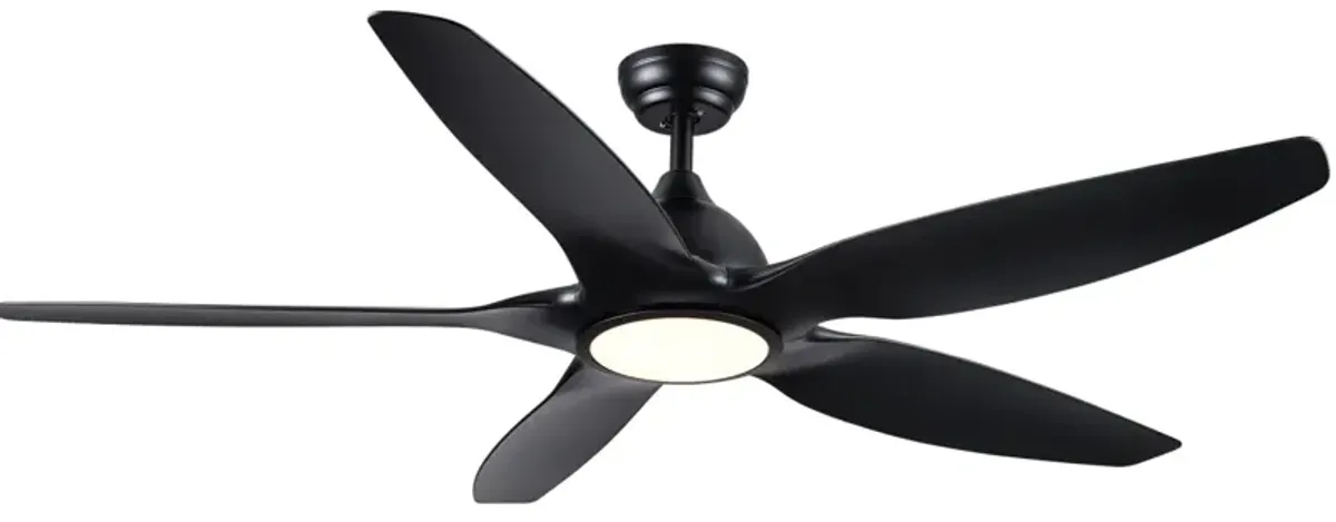 60 In Integrated LED Ceiling Fan Lighting With Black Abs Blade