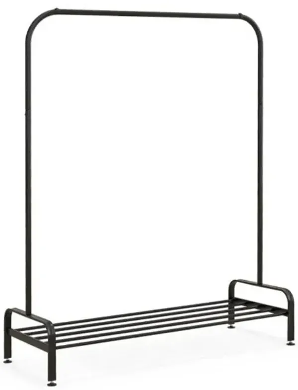 Hivvago Heavy Duty Metal Garment Rack Clothes Hanging Rod with Bottom Storage Shelf