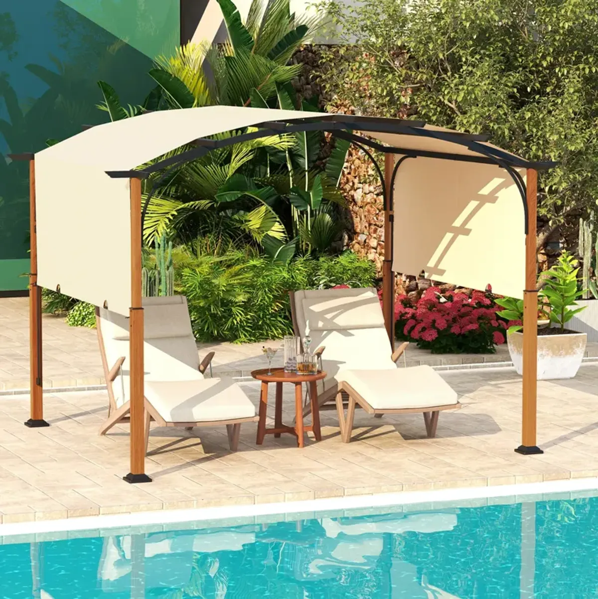 10 x 12 FT Outdoor Retractable Pergola with Retractable Canopy for Patio