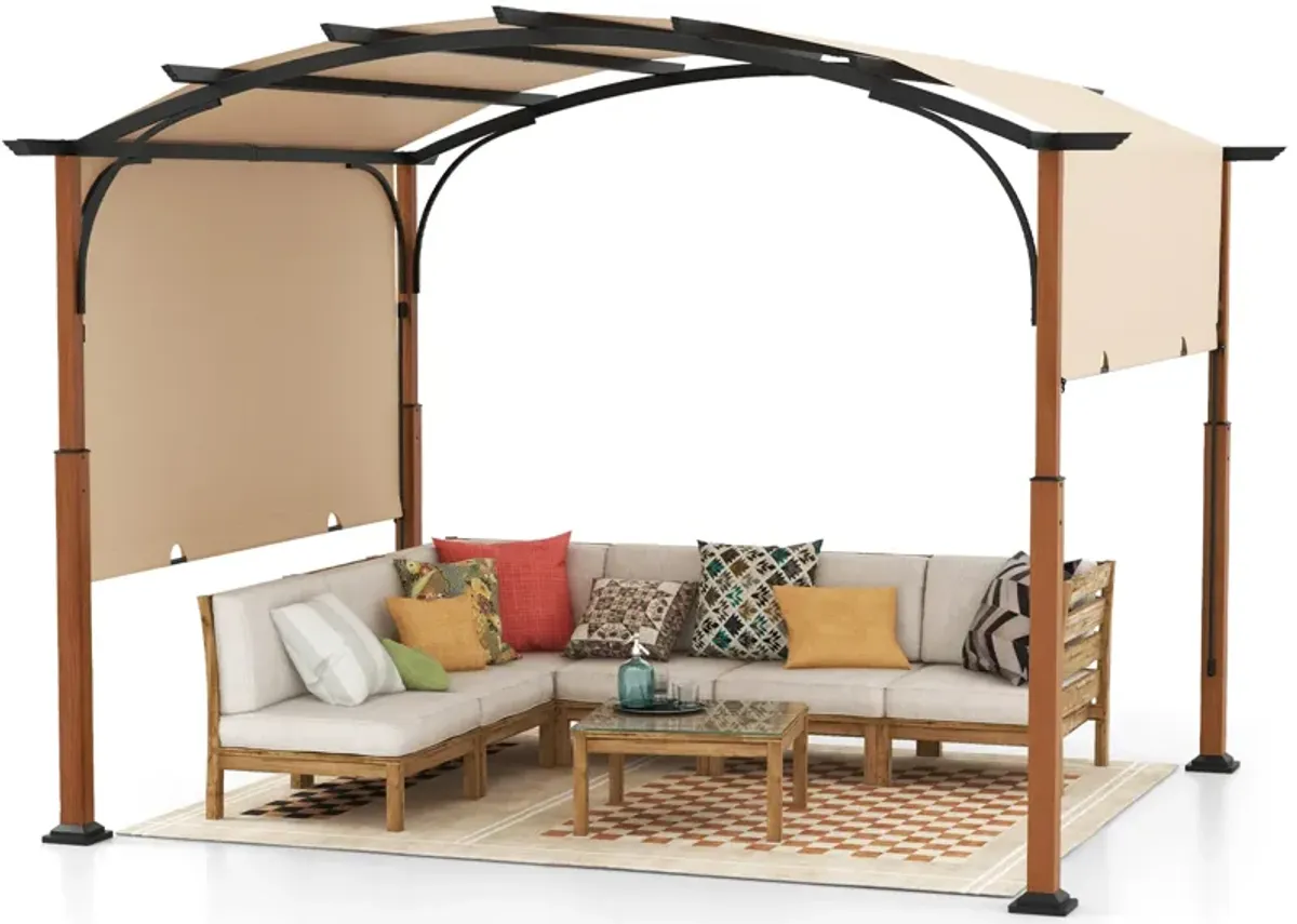 10 x 12 FT Outdoor Retractable Pergola with Retractable Canopy for Patio