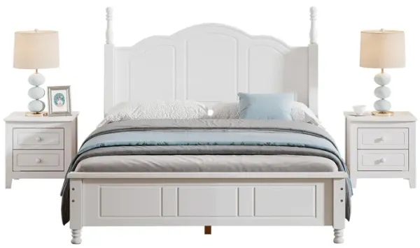 Merax Platform Bed and Two Nightstands Bedroom Sets