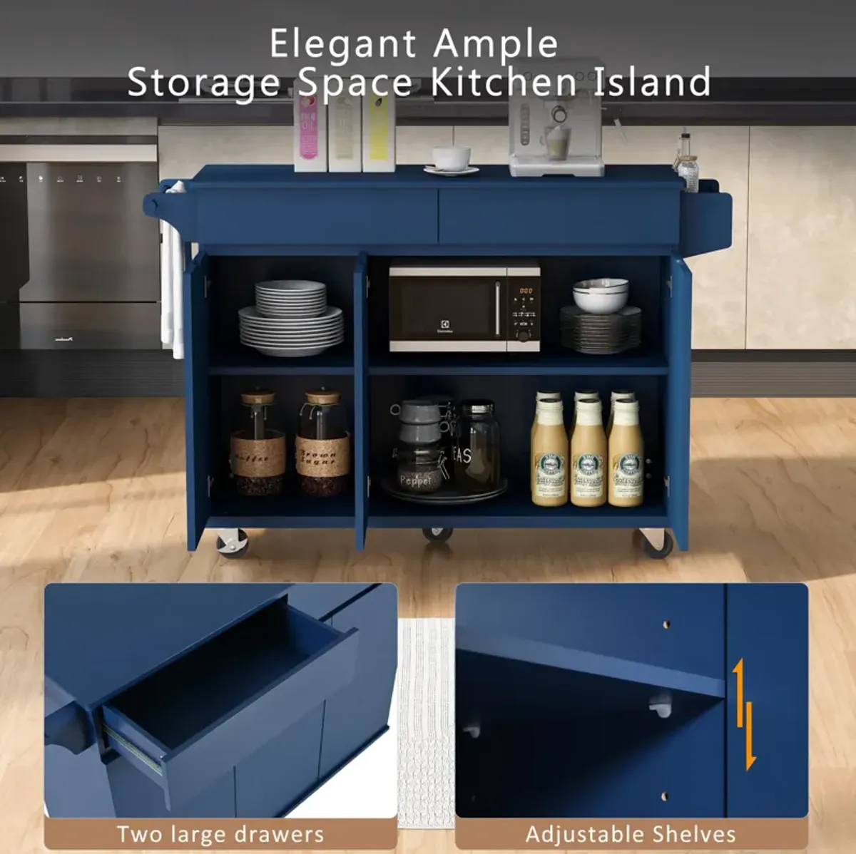 Merax Kitchen Island with Drop Leaf and Spice Rack