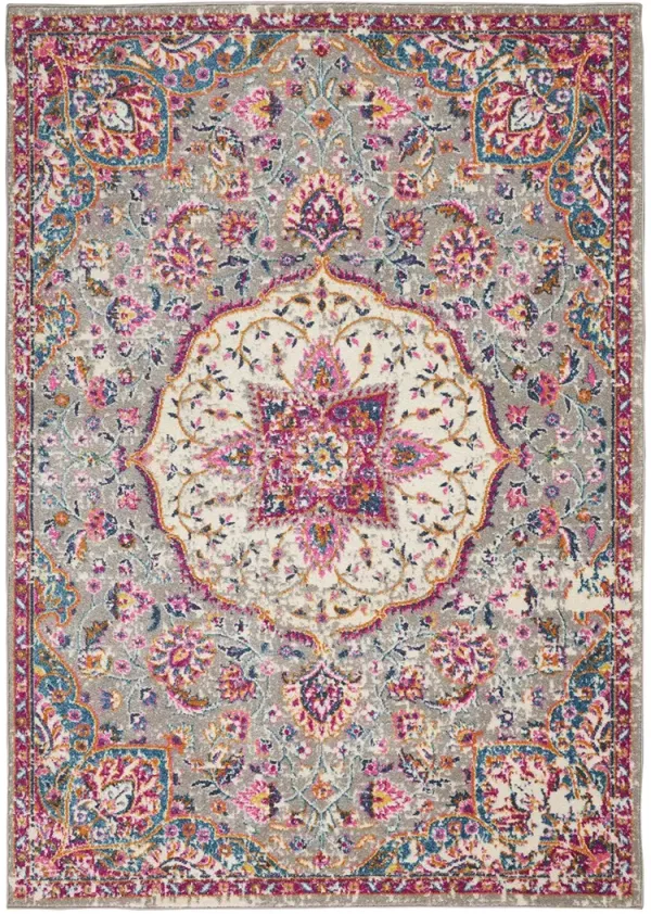 Passion PSN22 Gray/Multicolor 5' x Round Rug