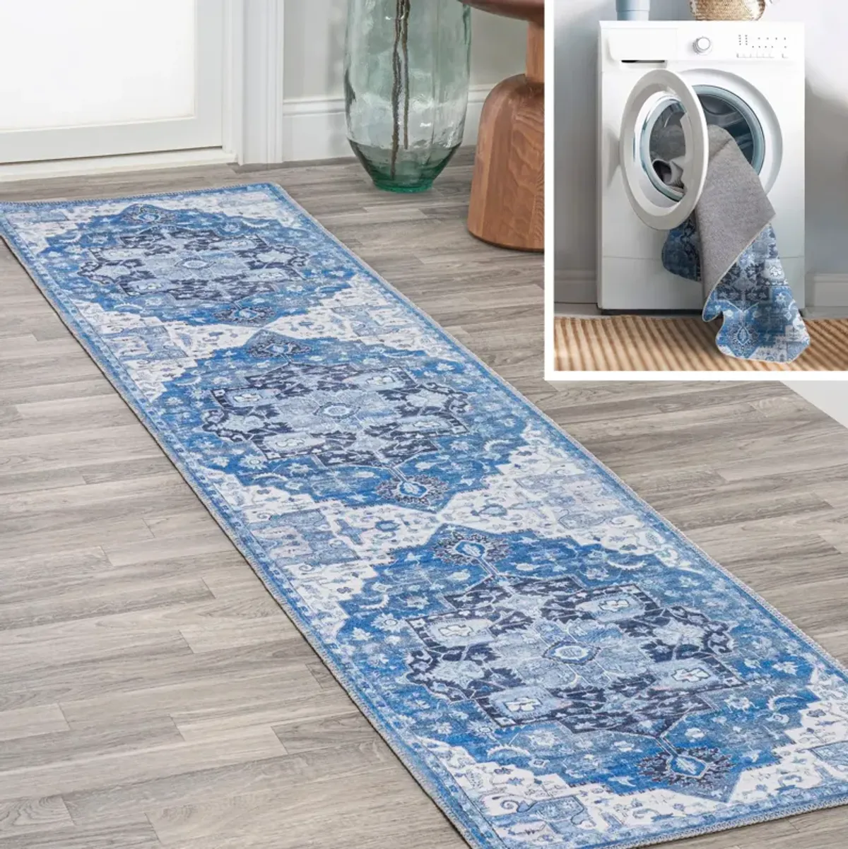 Maris Ornate Medallion Machine-Washable Area Rug