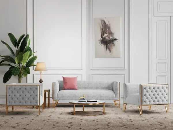 Vector Gray Sofa and Accent Chairs Set