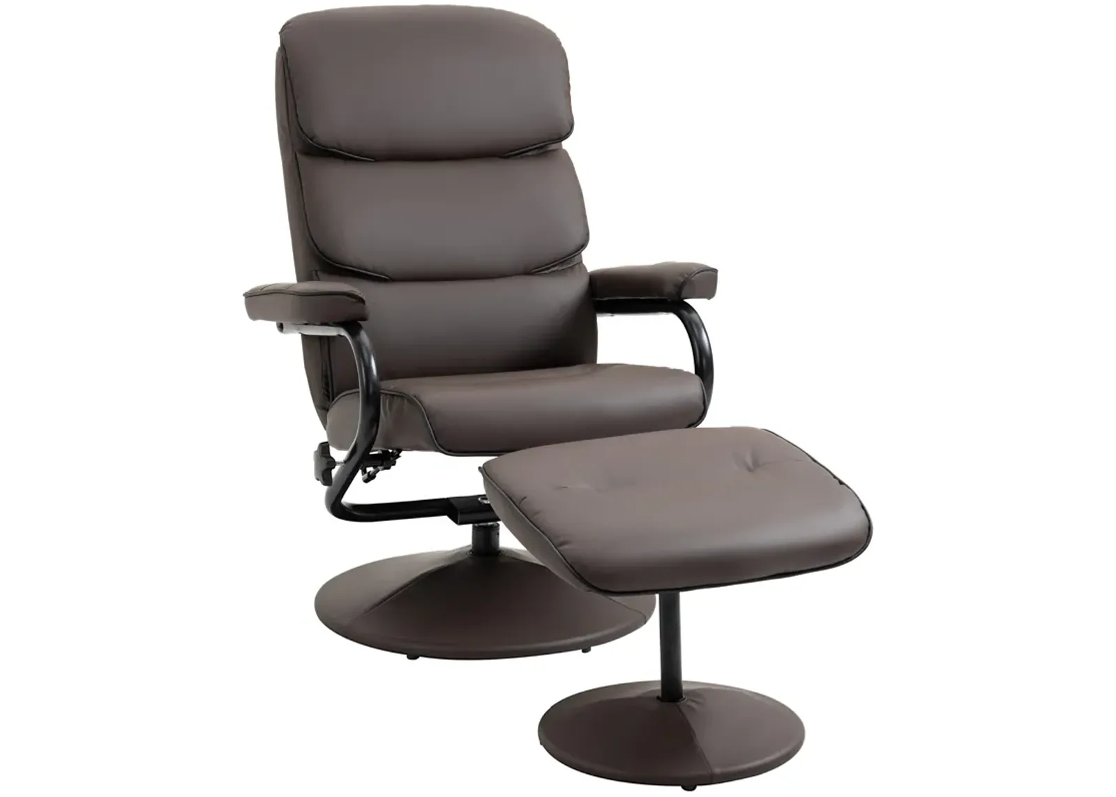 Brown Relaxation Set: Recliner Chair with Ottoman in PU Leather