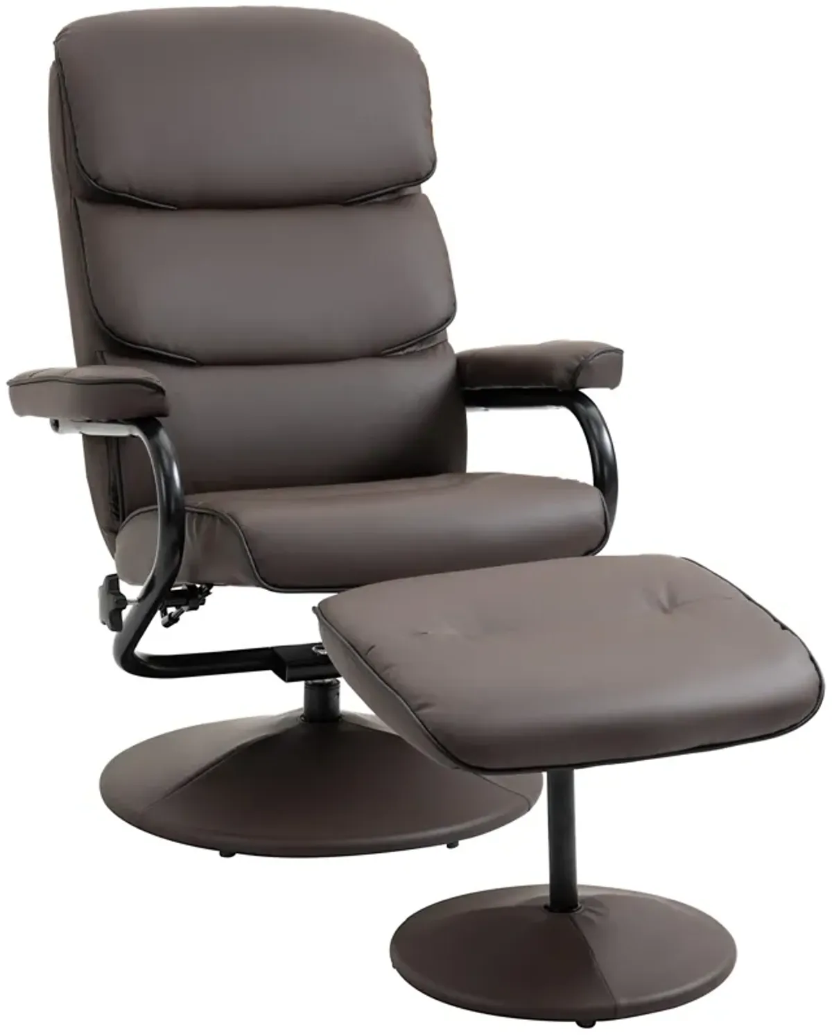 Brown Relaxation Set: Recliner Chair with Ottoman in PU Leather