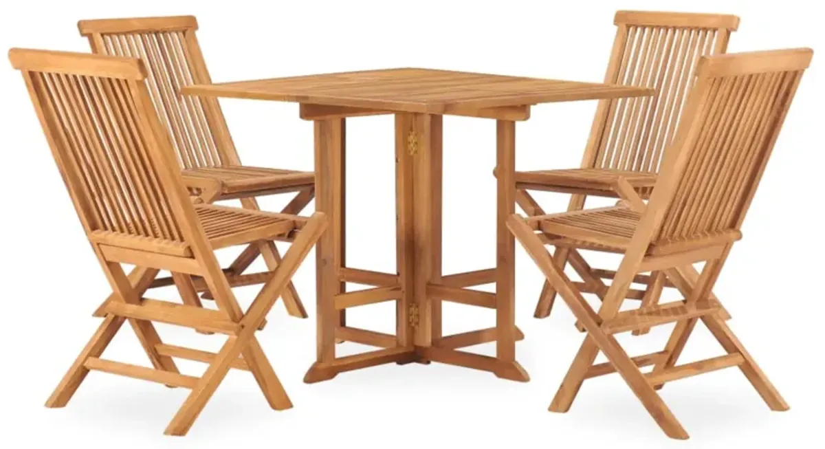 vidaXL 5 Piece Folding Outdoor Dining Set Solid Teak Wood