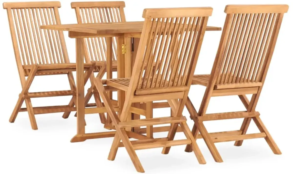 vidaXL 5 Piece Folding Outdoor Dining Set Solid Teak Wood