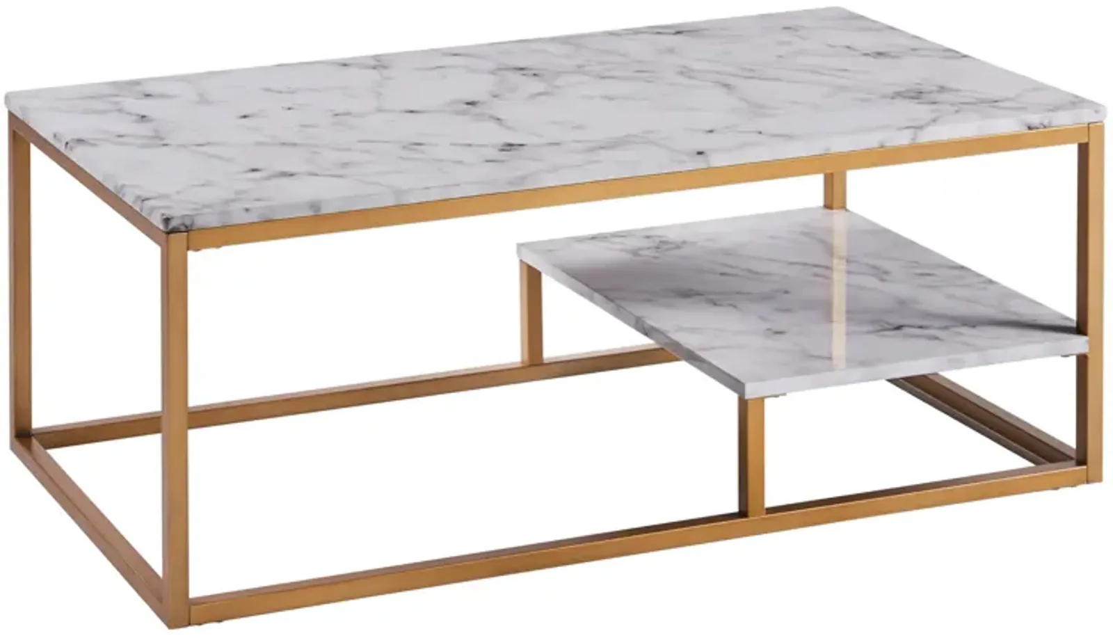 Teamson Home - Marmo Coffee Table - Faux Marble / Brass