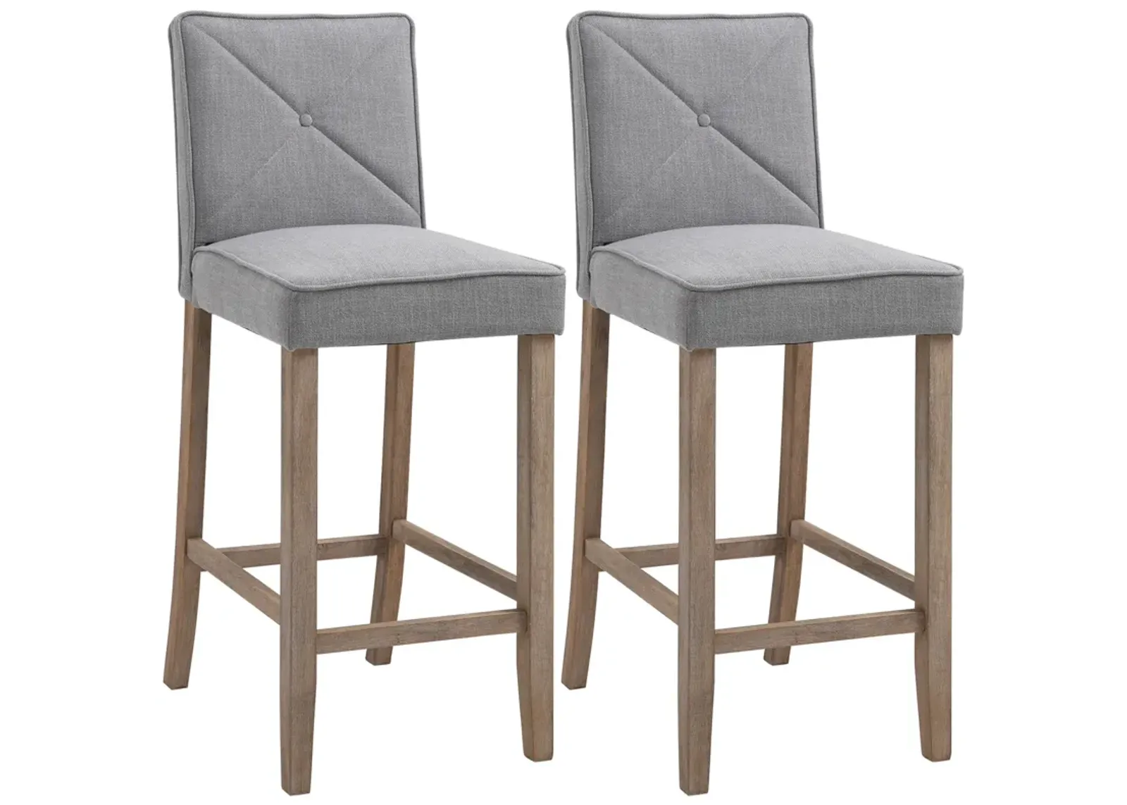 2 PCs Bar Stools Dining Chair w/ Footrest, Solid wood leg Home Pub,Beige