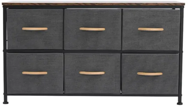 Storage Unit with 3-Tier Wide Drawer Dresser, 6 Pull Fabric Drawers For Bedroom