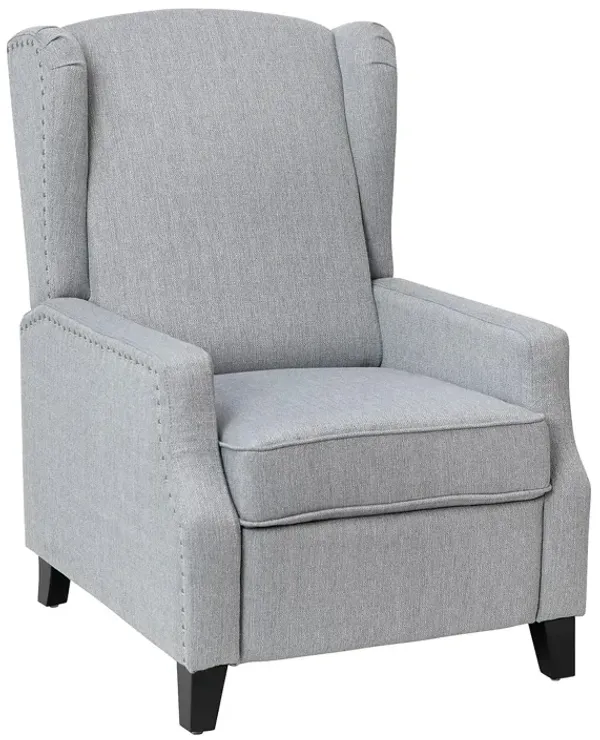 Flash Furniture Prescott Slim Wingback Recliner Chair - Traditional Push Back Recliner - Gray Polyester Fabric with Accent Nail Trim - Pocket Spring Seat
