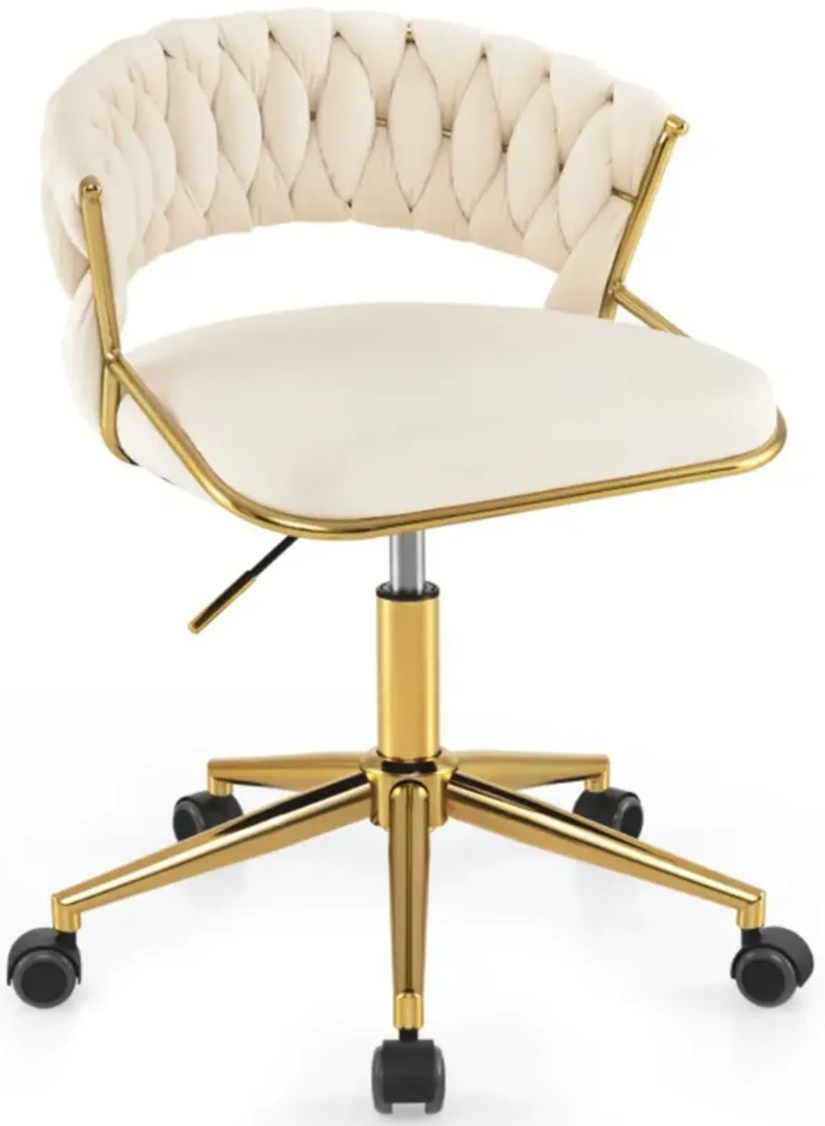 Hivvago 360� Height Adjustable Swivel Upholstered Desk Computer Chair with Hand-woven Back