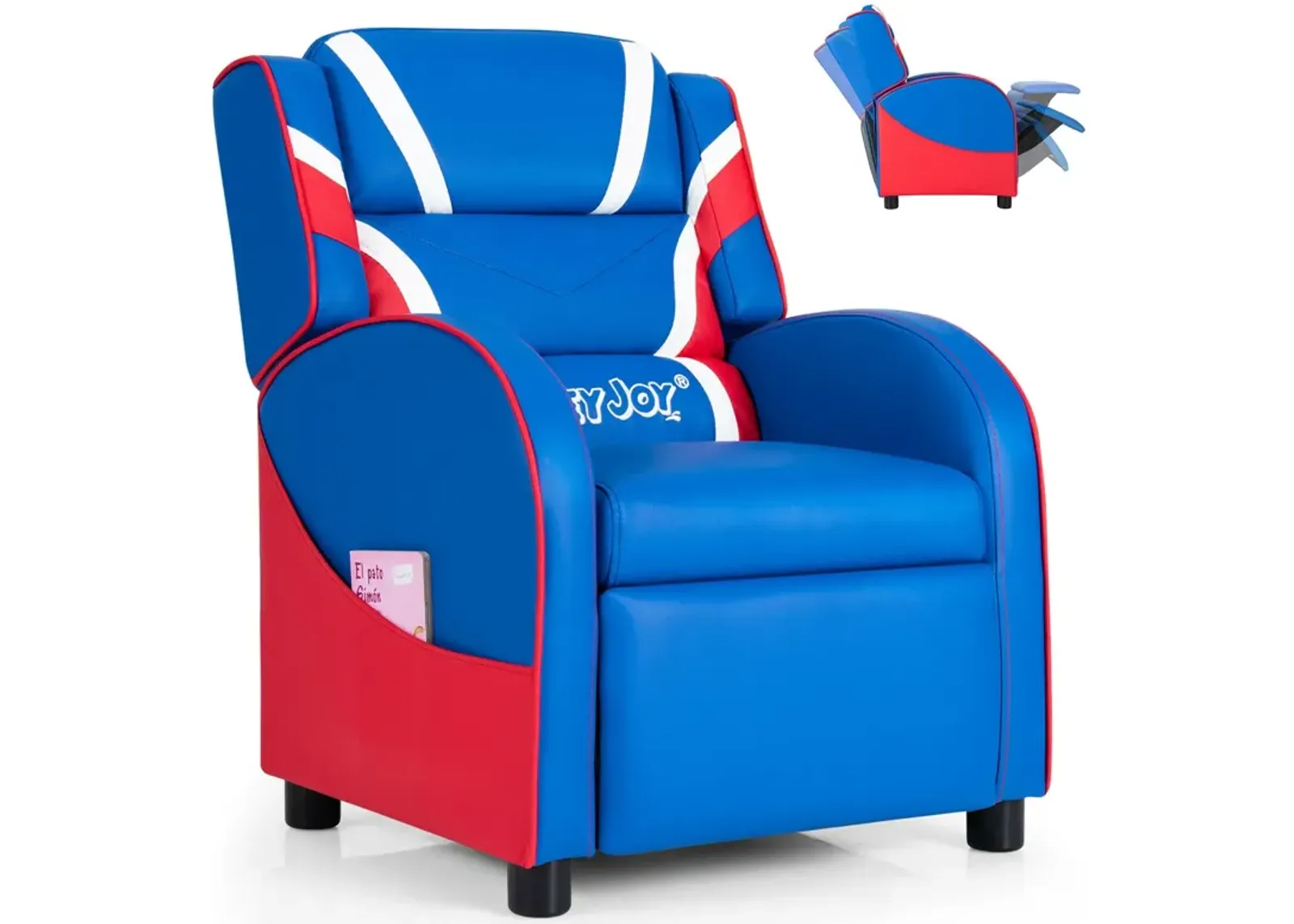 Kids Leather Recliner Chair with Side Pockets