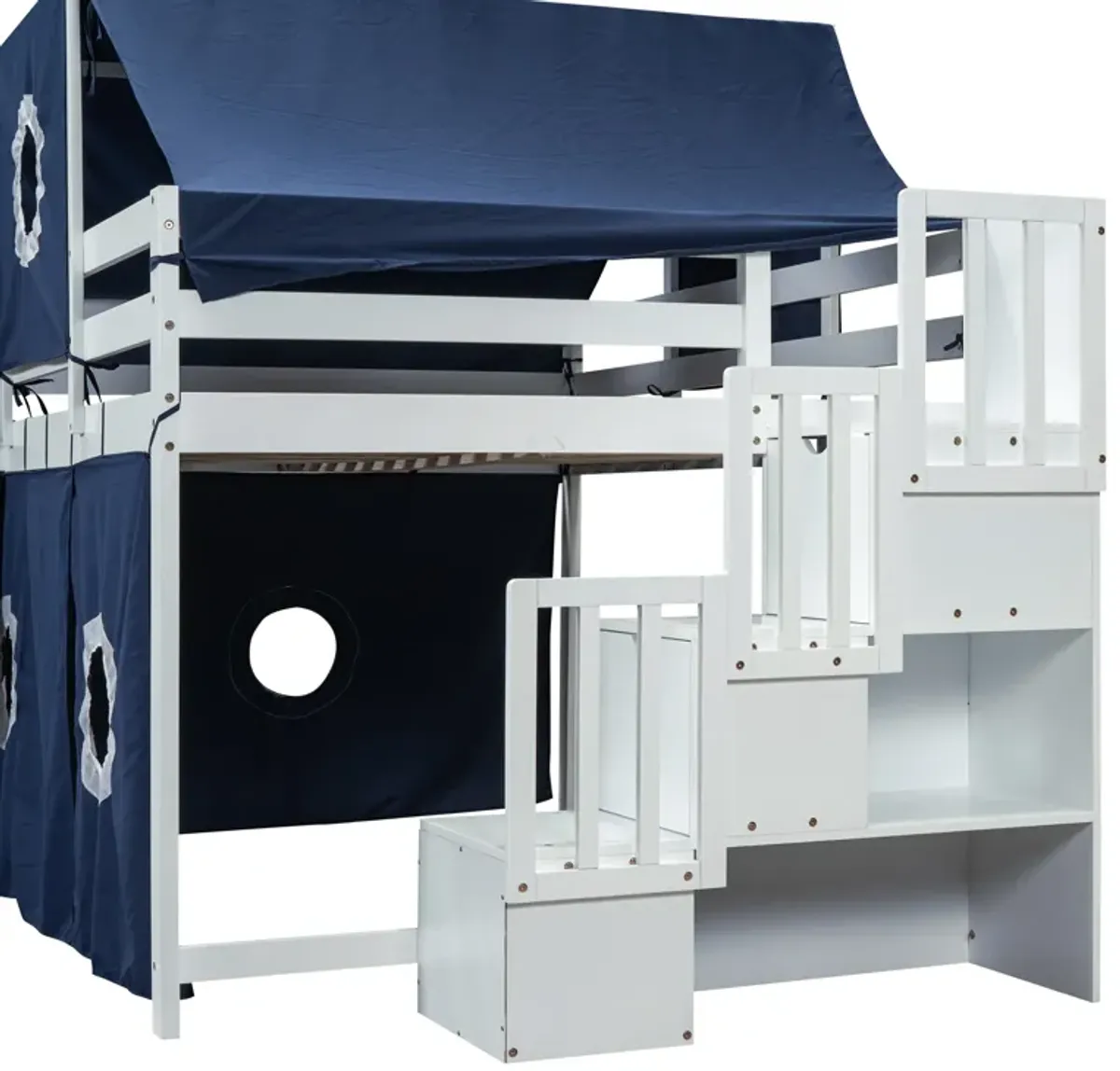 Merax Loft Bed with Tent and Tower