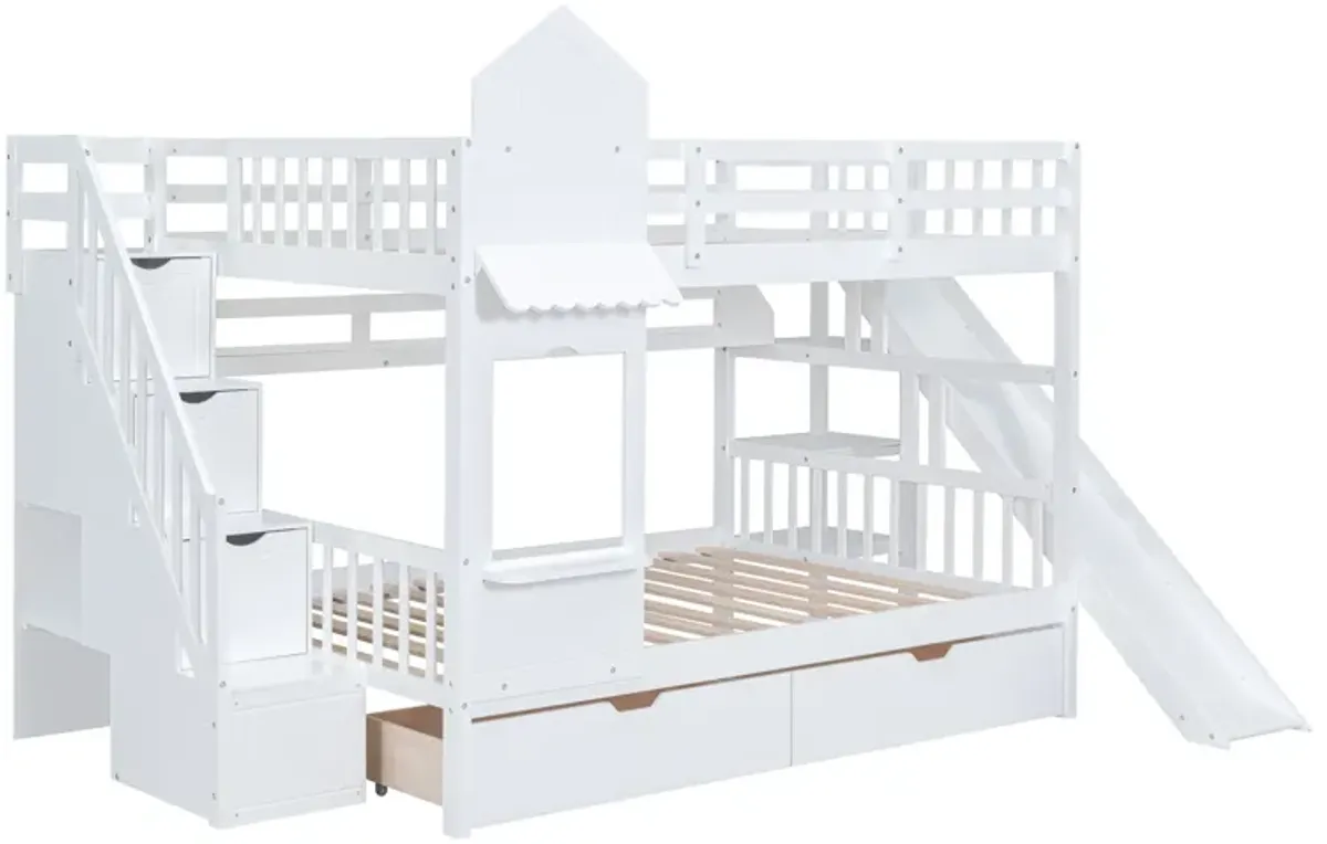 Merax Castle Bunk Bed with 2 Drawers