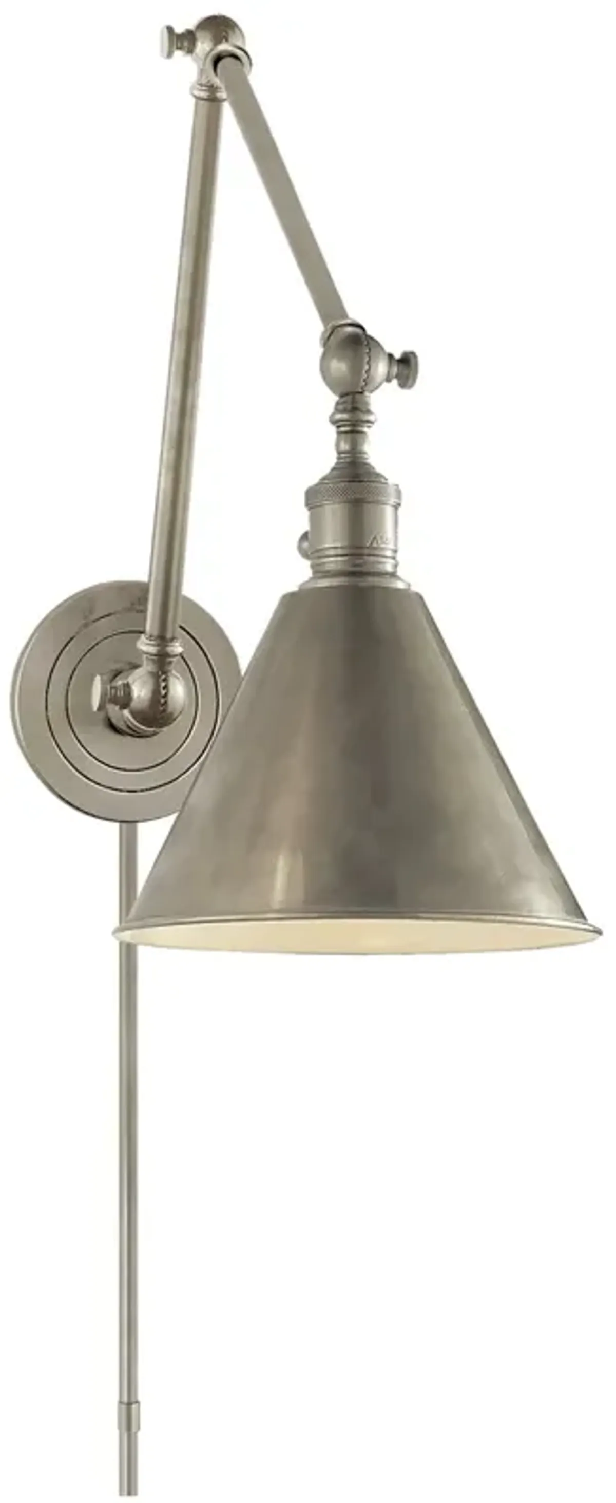 Boston Functional Double Arm Library Light in Antique Nickel