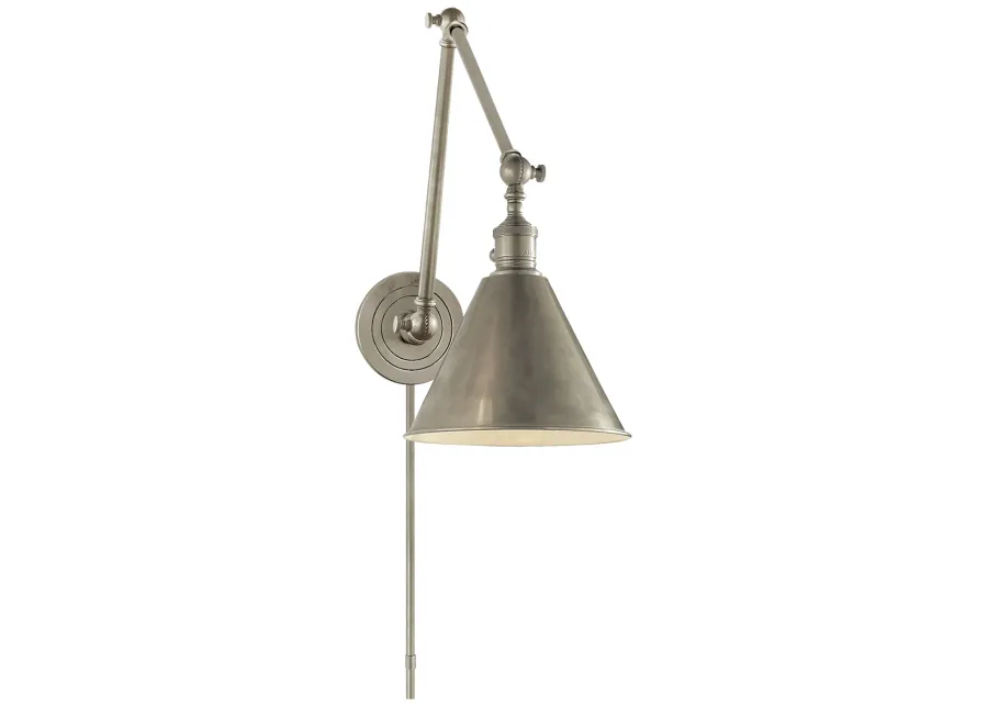 Boston Functional Double Arm Library Light in Antique Nickel