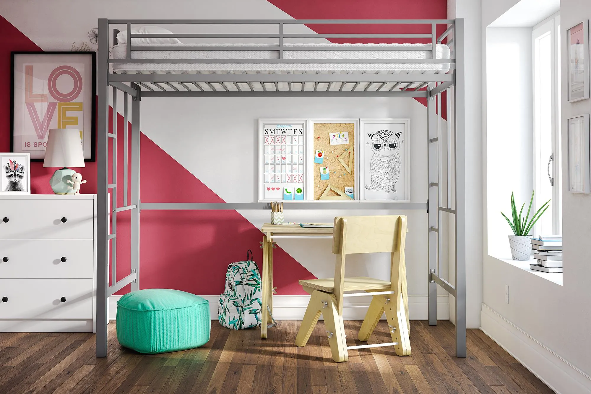 Grace Twin Metal Loft Bed