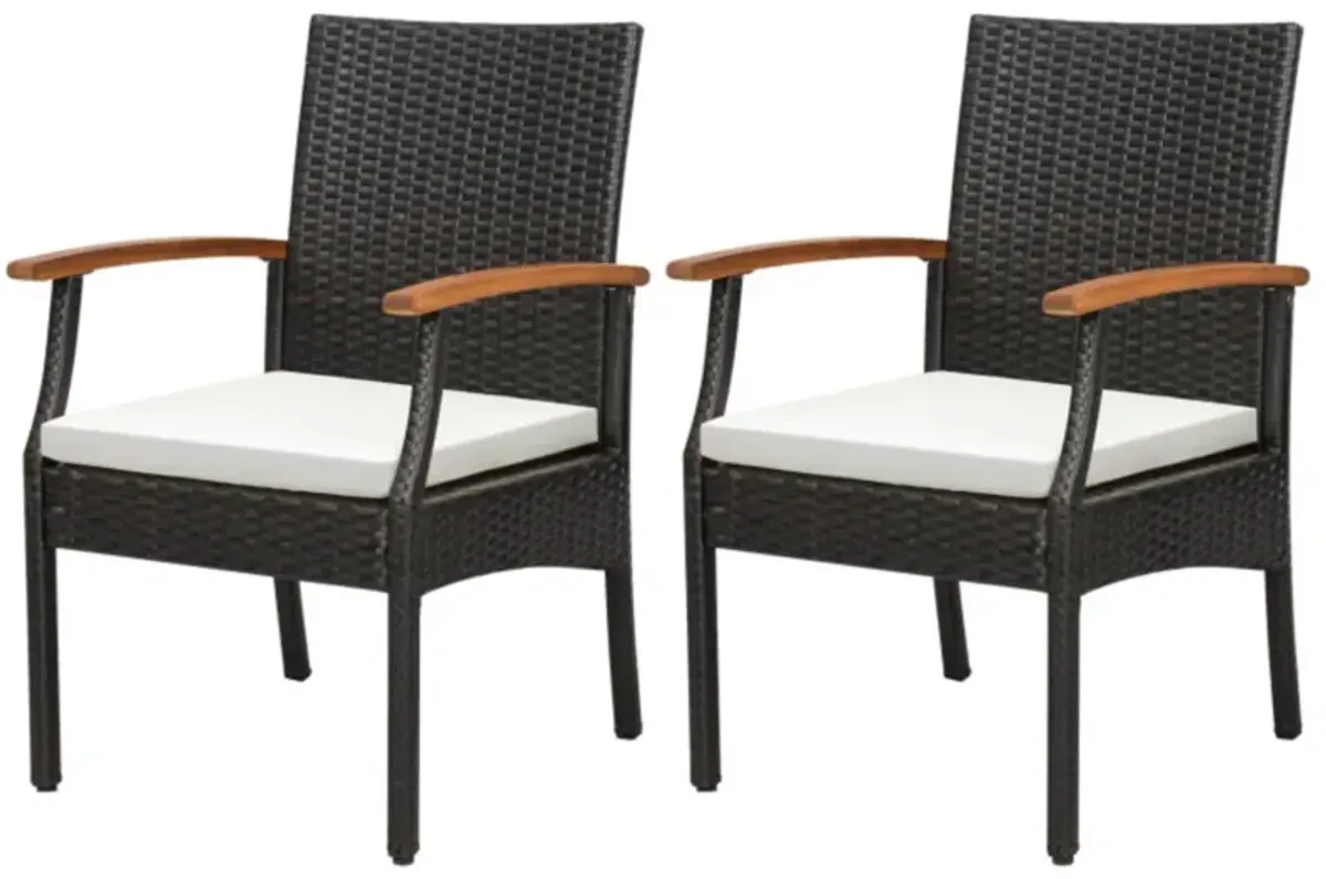 Hivvago Set of 2/4 Patio Dining Chair with Soft Zippered Cushion