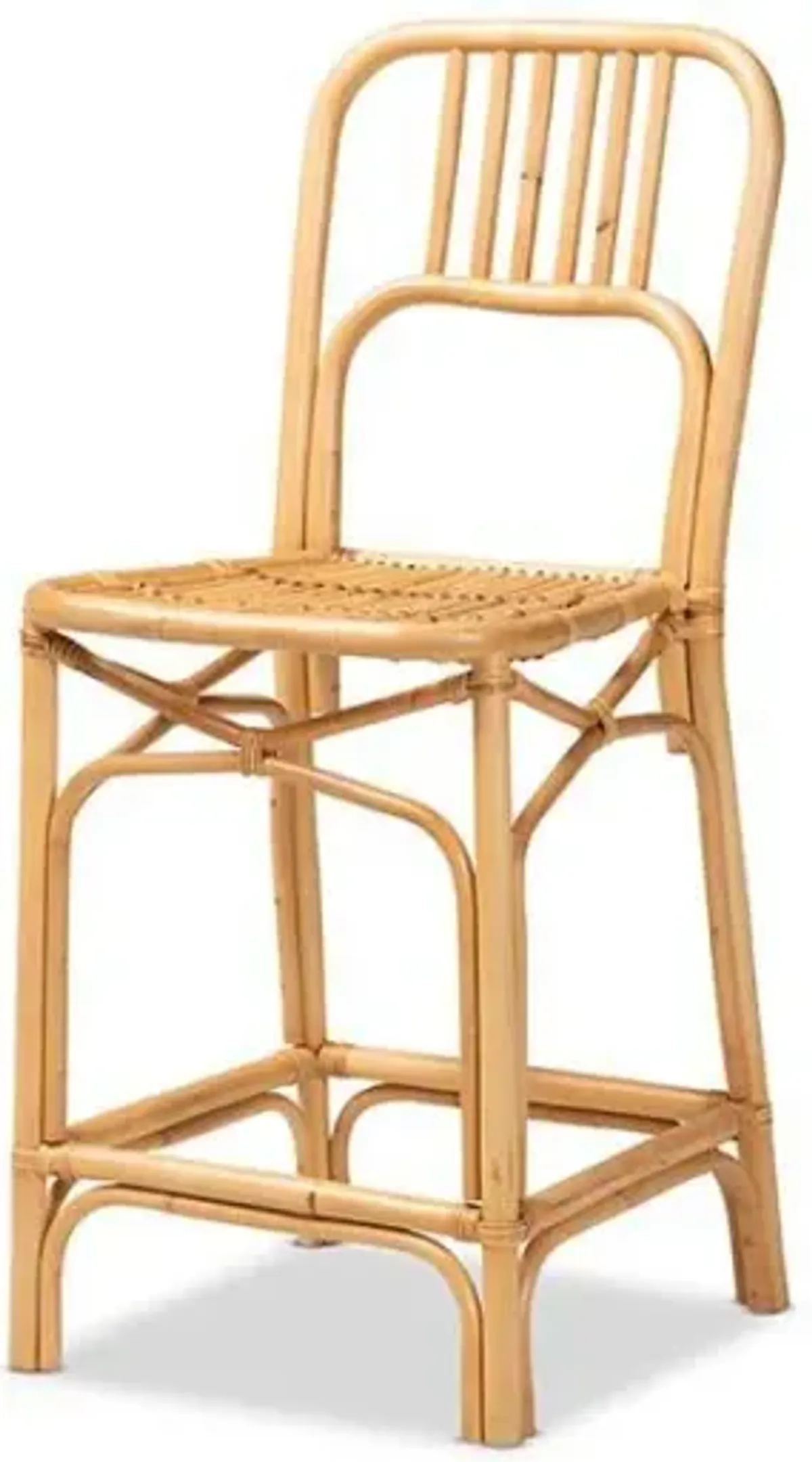 bali & pari Ivora Modern Bohemian Natural Brown Rattan Counter Stool