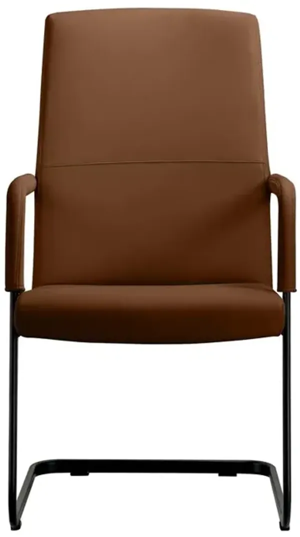 LeisureMod Evander Office Guest Chair in Dark Brown Leather