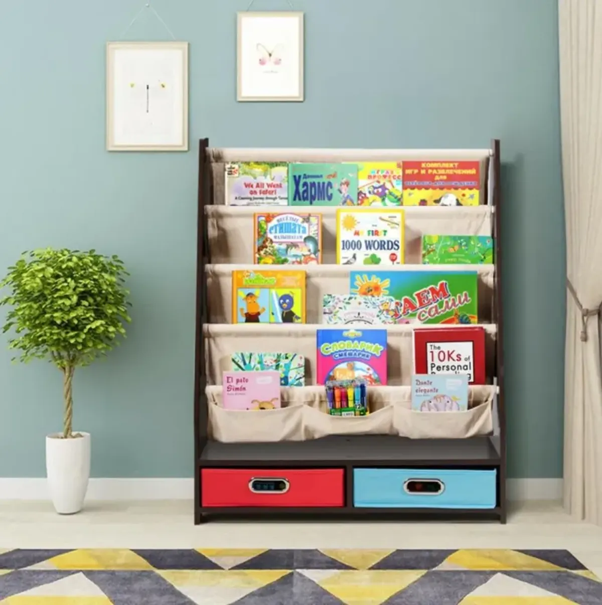 Hivvago Kids Book and Toys Organizer Shelves