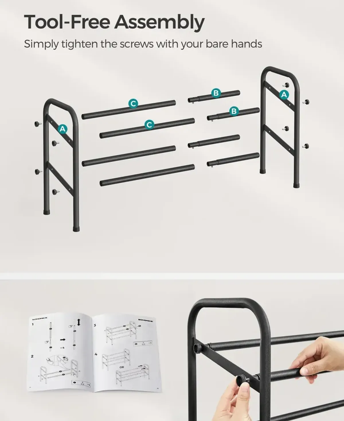 2-Tier Durable Metal Shoe Rack Organizer with Space-Saving Design for Shoes and Storage