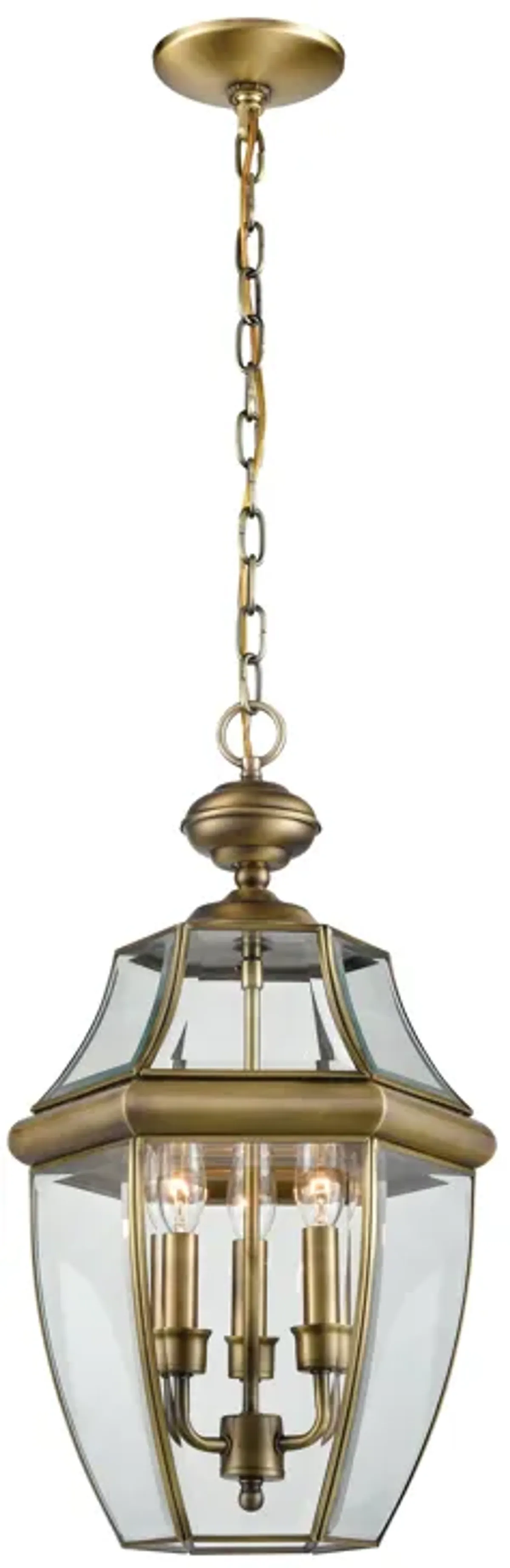 Ashford 12'' Wide 3-Light Brass Outdoor Pendant