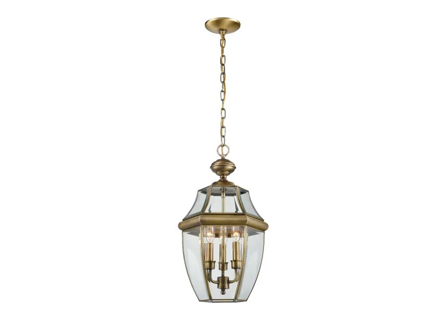 Ashford 12'' Wide 3-Light Brass Outdoor Pendant