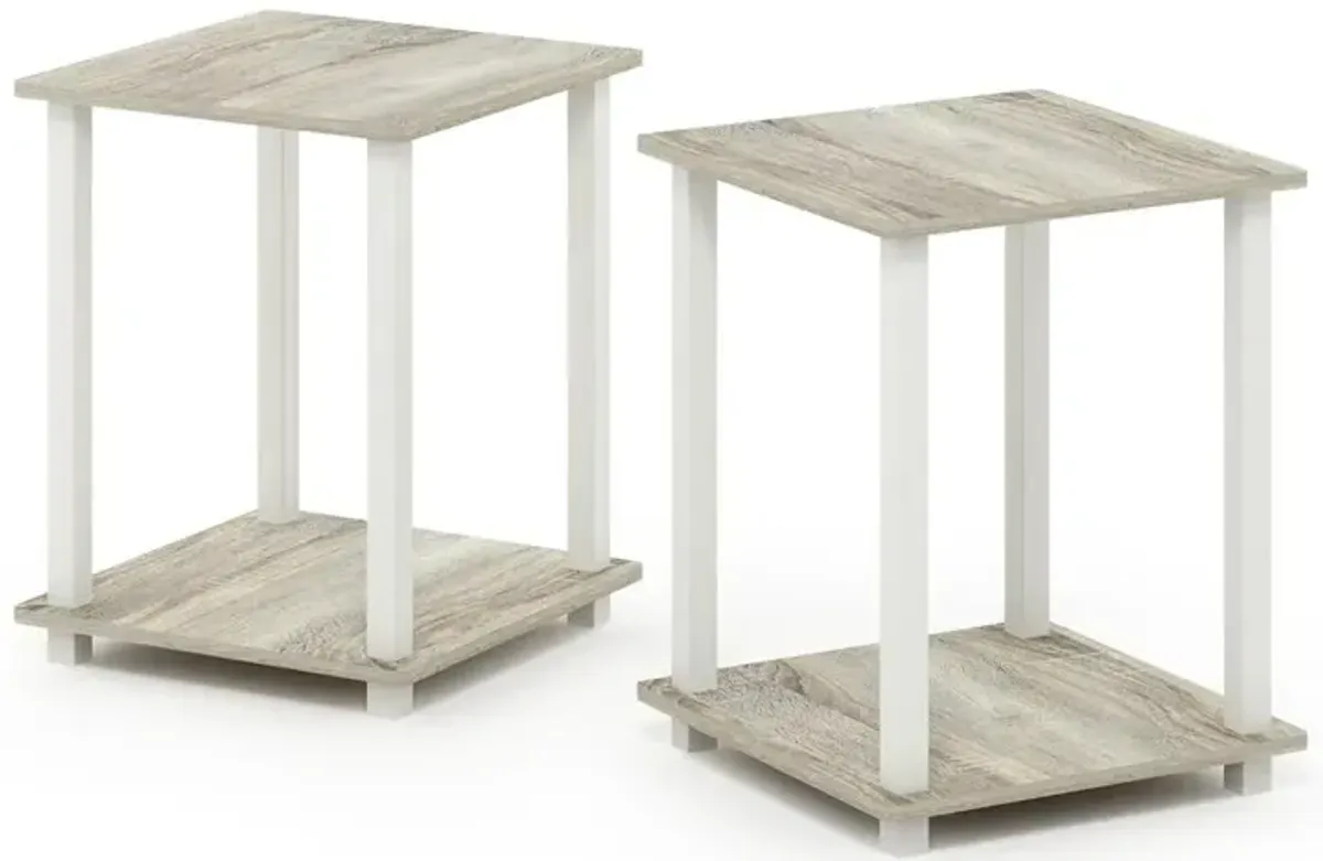 Furinno Simplistic End Table, Set of Two, Columbia Walnut/Black, Sonoma Oak/White