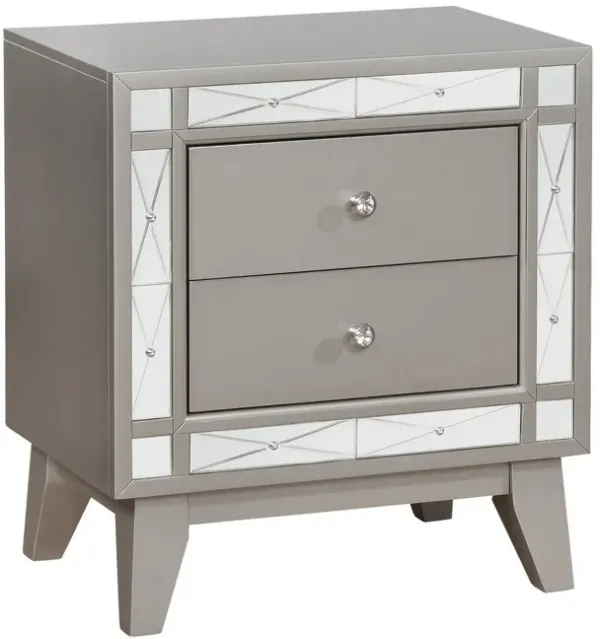 Wooden Nightstand with 2 Drawers, Mercury Silver-Benzara