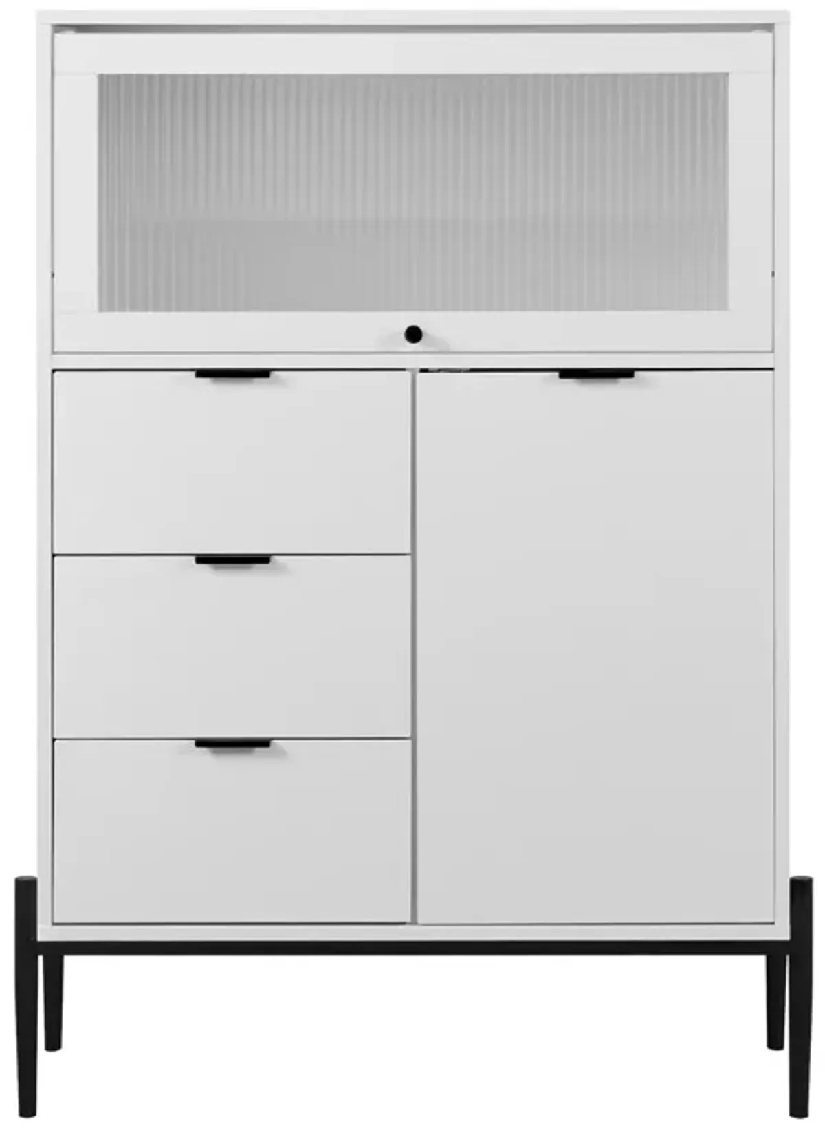 Sideboard with 3 Drawers ,1 door and 1 glass Door Wood Cabinet with Storage for Kitchen, Dining Room, Hallway 33.46" x 15.74" x 47.2"