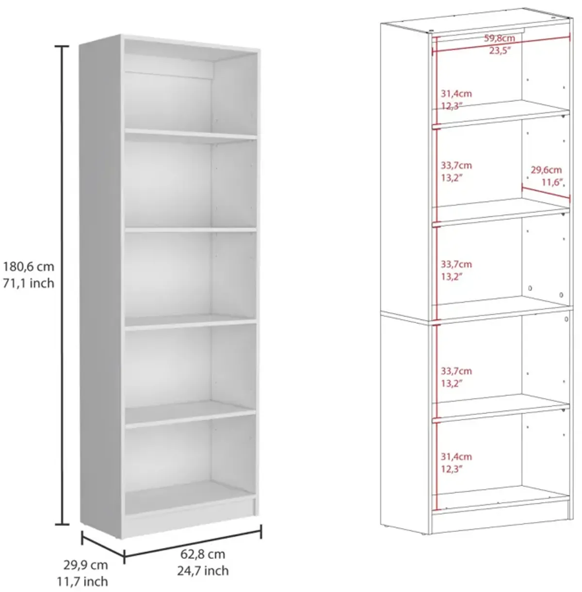 Paonia 2 Piece Living Room Set With 2 Bookcases, White