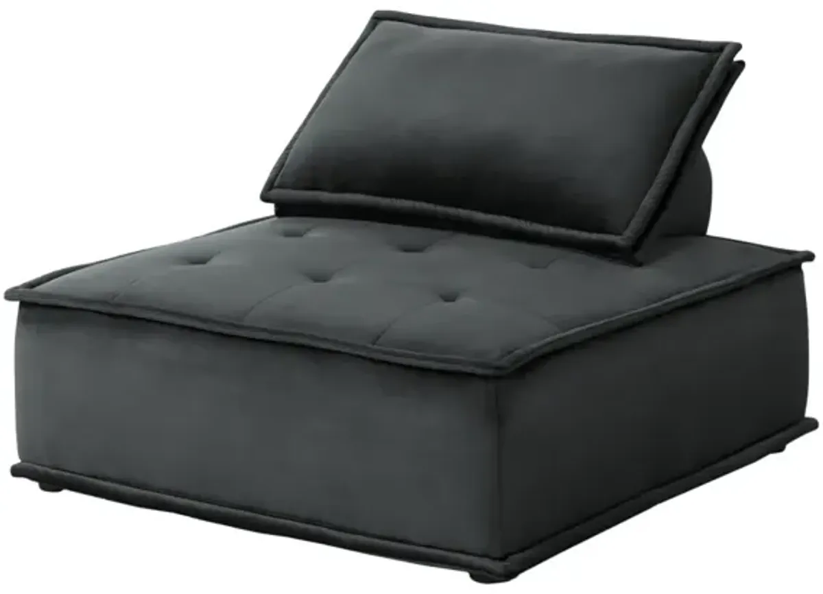 Anna Black Velvet Set Of 2 Armless Lounge Chair