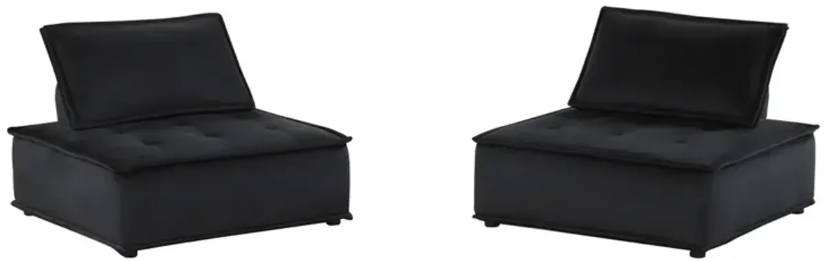 Anna Black Velvet Set Of 2 Armless Lounge Chair